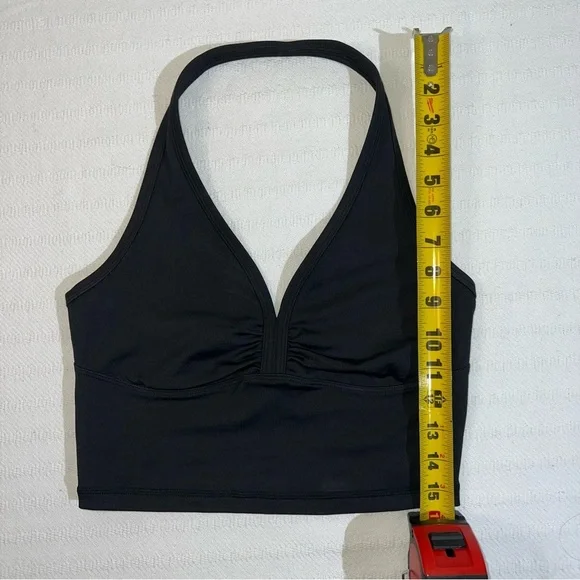 Frankies Bikini Active Women’s Halter Top Size M Black Stretch Athleisure Yoga - Picture 7 of 7
